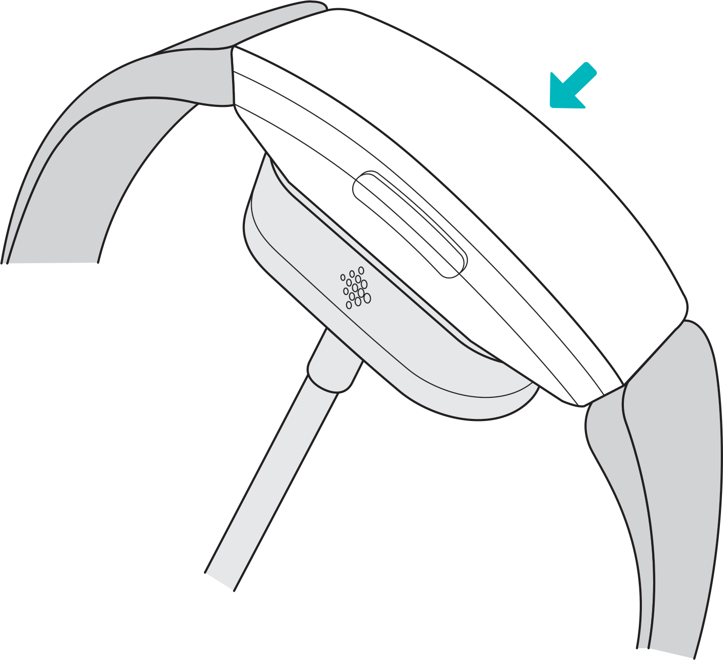 Tracker with the charging cable attached to the underside